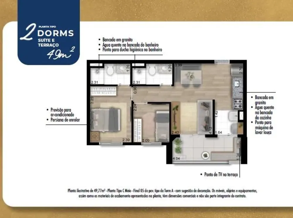 Apartamento, 2 quartos, 49 m² - Foto 3