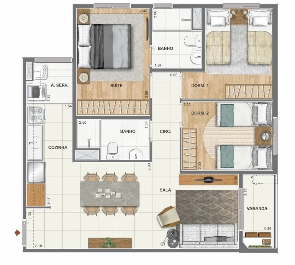 Apartamento, 3 quartos, 68 m² - Foto 28