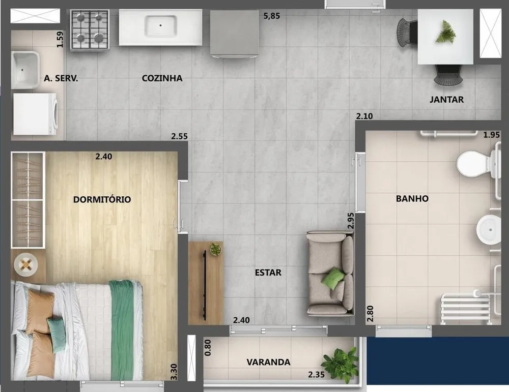 Apartamento, 3 quartos, 63 m² - Foto 14