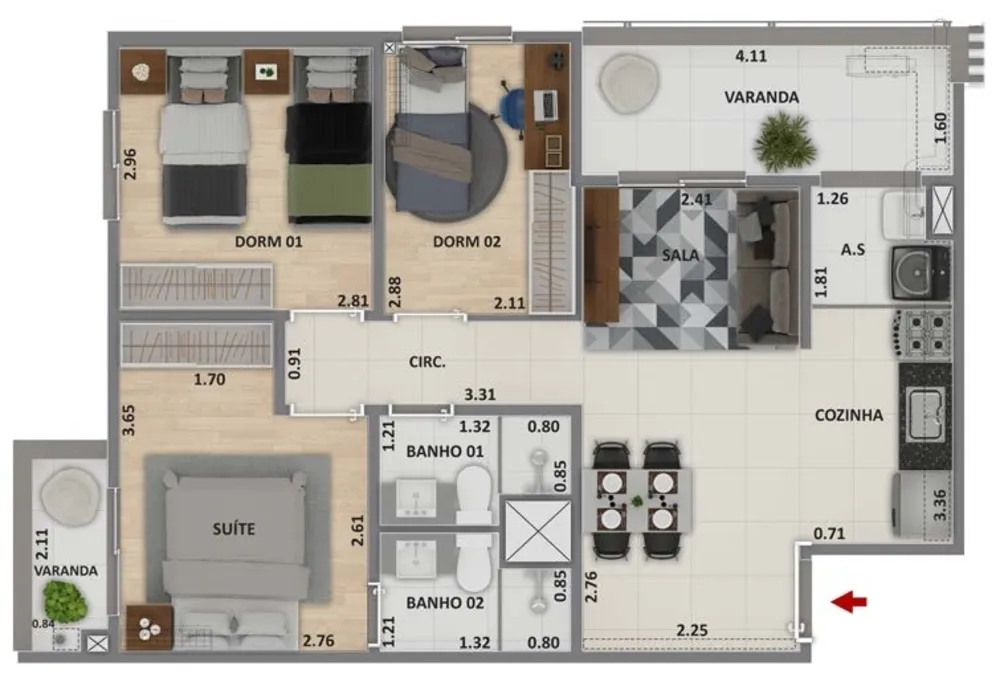 Apartamento, 2 quartos, 72 m² - Foto 8