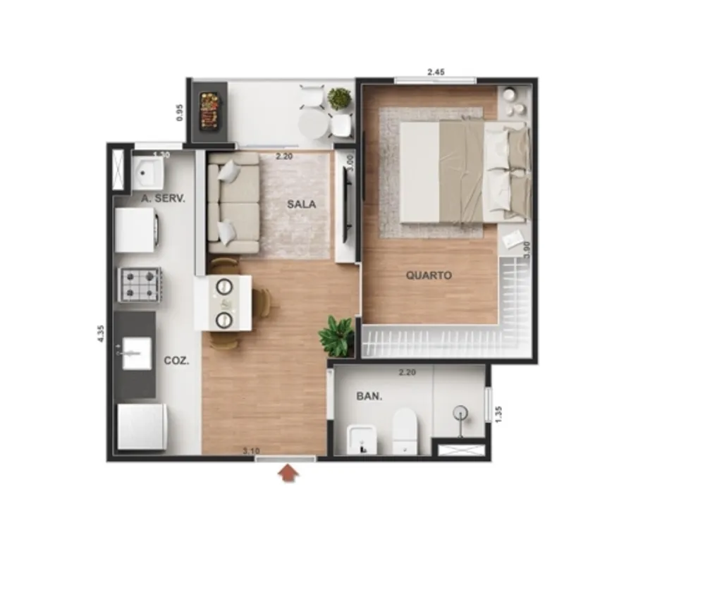 Apartamento, 2 quartos, 42 m² - Foto 14