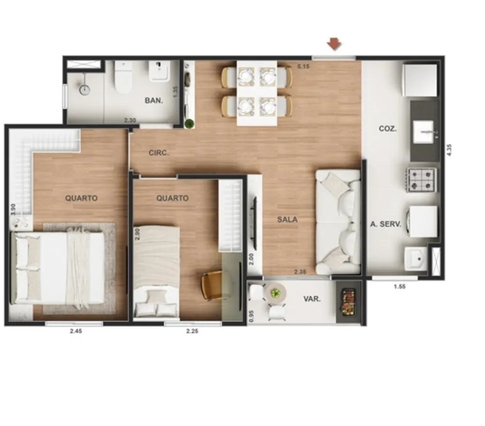 Apartamento, 2 quartos, 42 m² - Foto 17