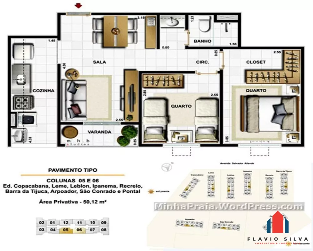 Apartamento à venda com 2 quartos, 52m² - Foto 1