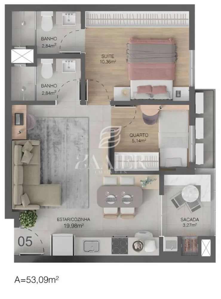 Apartamento, 2 quartos, 53 m² - Foto 3