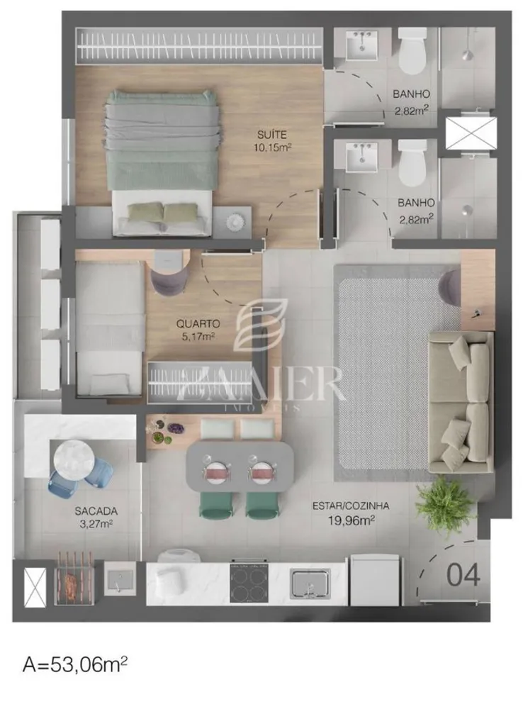 Apartamento, 2 quartos, 53 m² - Foto 1
