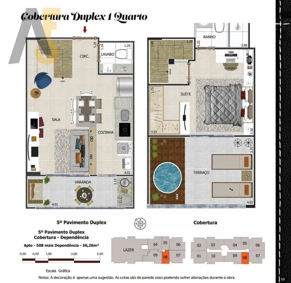 Cobertura, 1 quarto, 56 m² - Foto 4