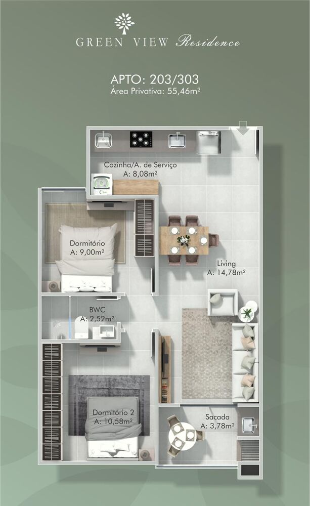 Apartamento, 2 quartos, 55 m² - Foto 9