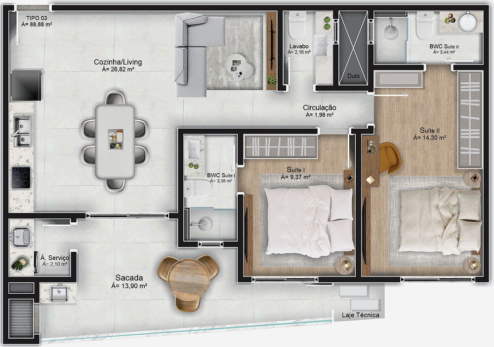 Apartamento, 2 quartos, 88 m² - Foto 14