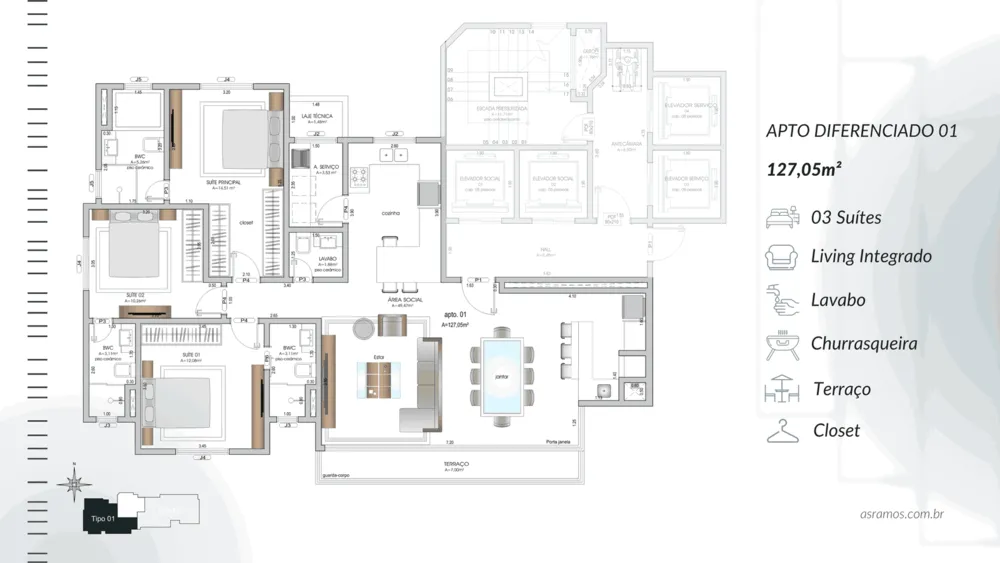 Apartamento, 3 quartos, 127 m² - Foto 4