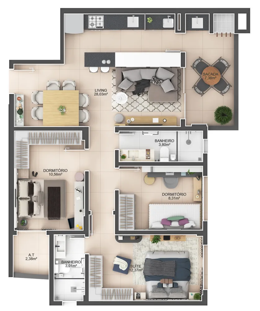 Apartamento, 2 quartos, 89 m² - Foto 3