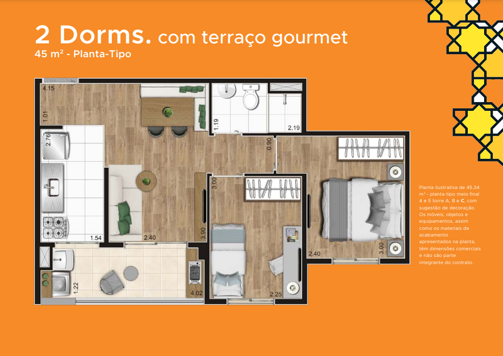 Apartamento à venda com 2 quartos, 45m² - Foto 1