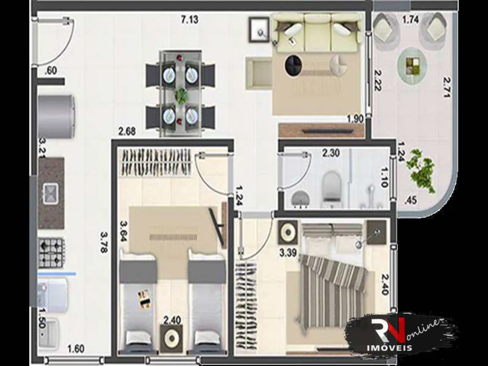 Apartamento, 2 quartos, 55 m² - Foto 3