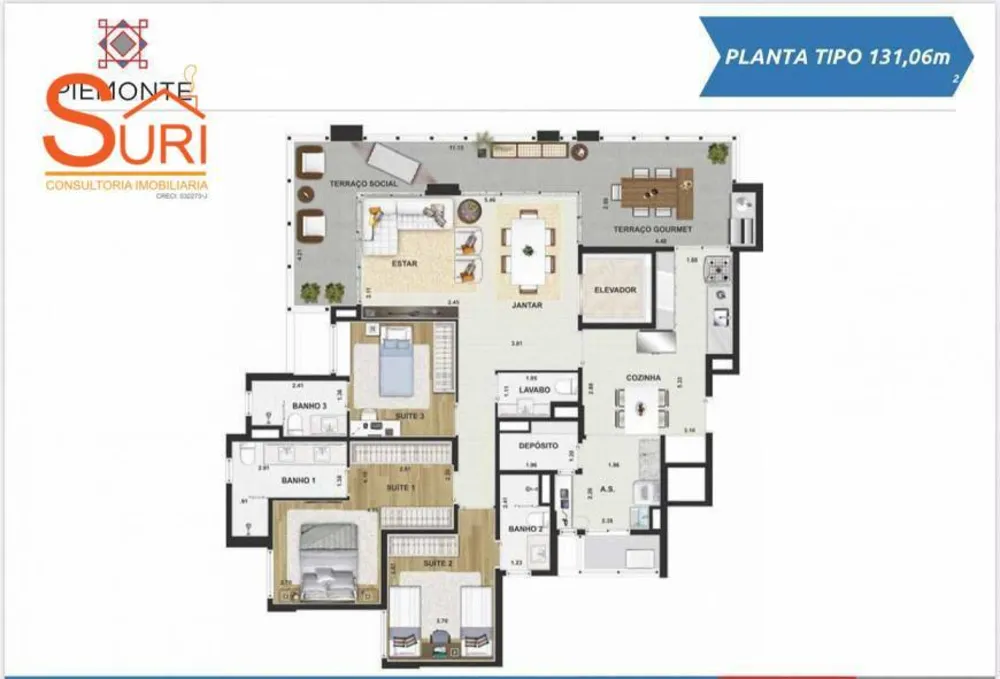 Apartamento, 3 quartos, 131 m² - Foto 2