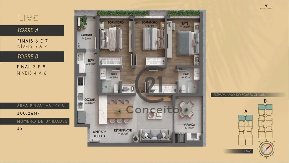 Apartamento, 3 quartos, 100 m² - Foto 3
