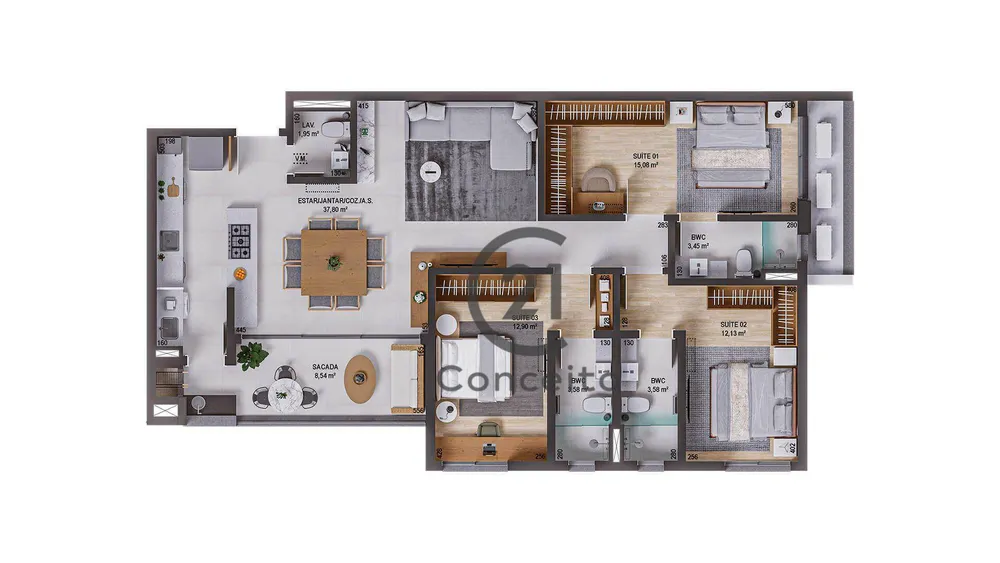 Apartamento, 3 quartos, 129 m² - Foto 3