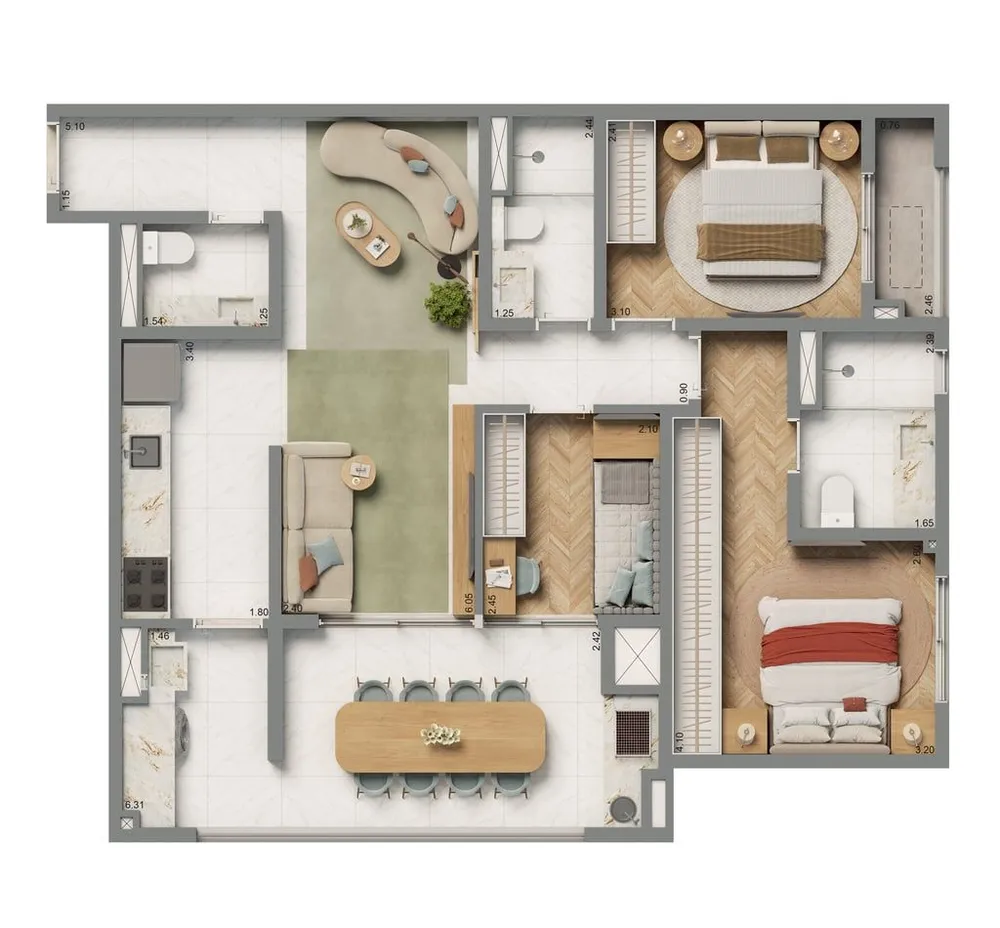 Apartamento, 2 quartos, 60 m² - Foto 3