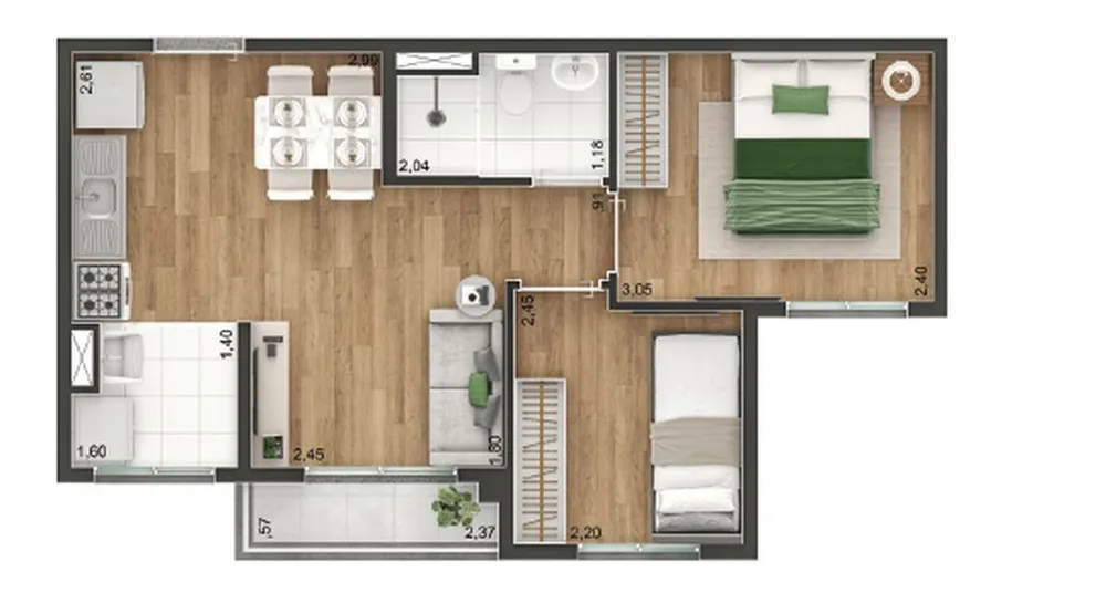 Apartamento, 2 quartos, 37 m² - Foto 9