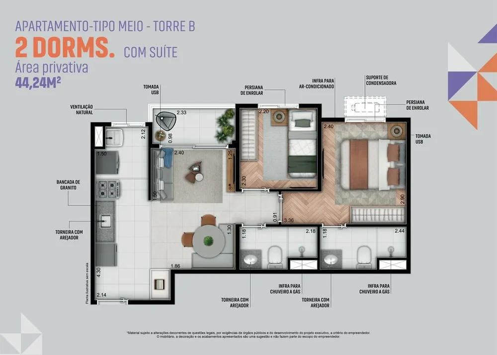 Apartamento, 2 quartos, 37 m² - Foto 8
