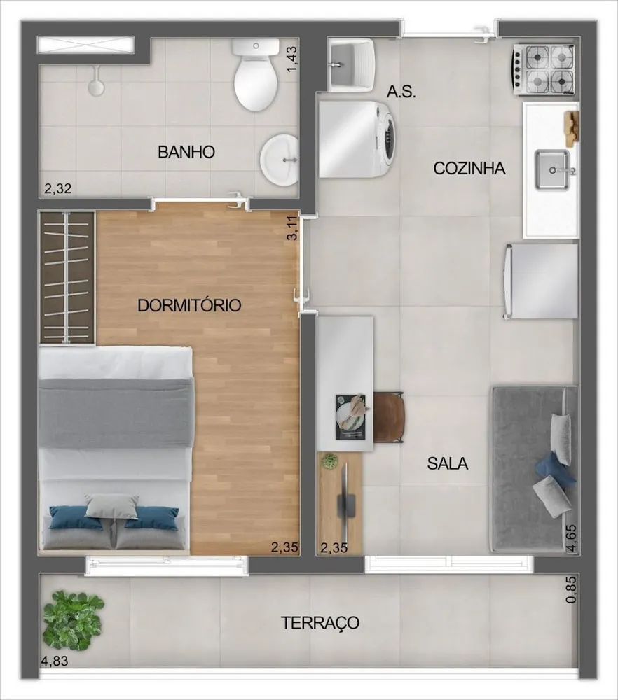 Apartamento, 1 quarto, 27 m² - Foto 7