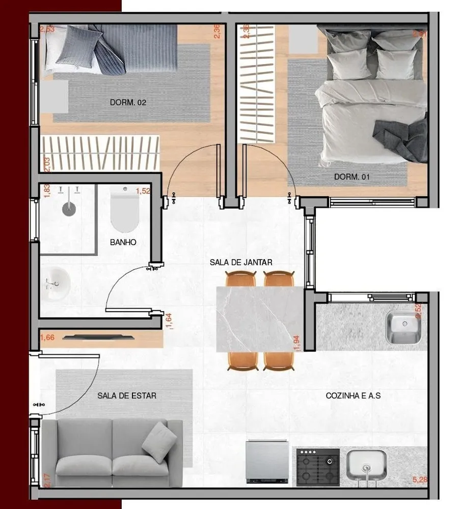 Apartamento, 2 quartos, 40 m² - Foto 8