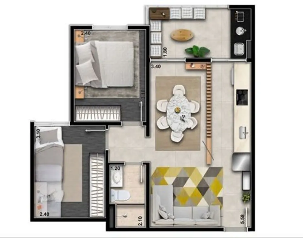 Apartamento, 2 quartos, 46 m² - Foto 8