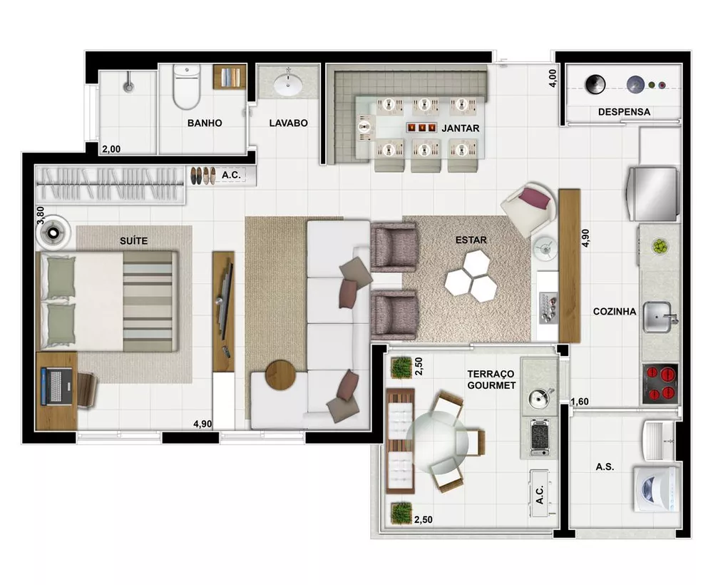 Apartamento, 3 quartos, 58 m² - Foto 1