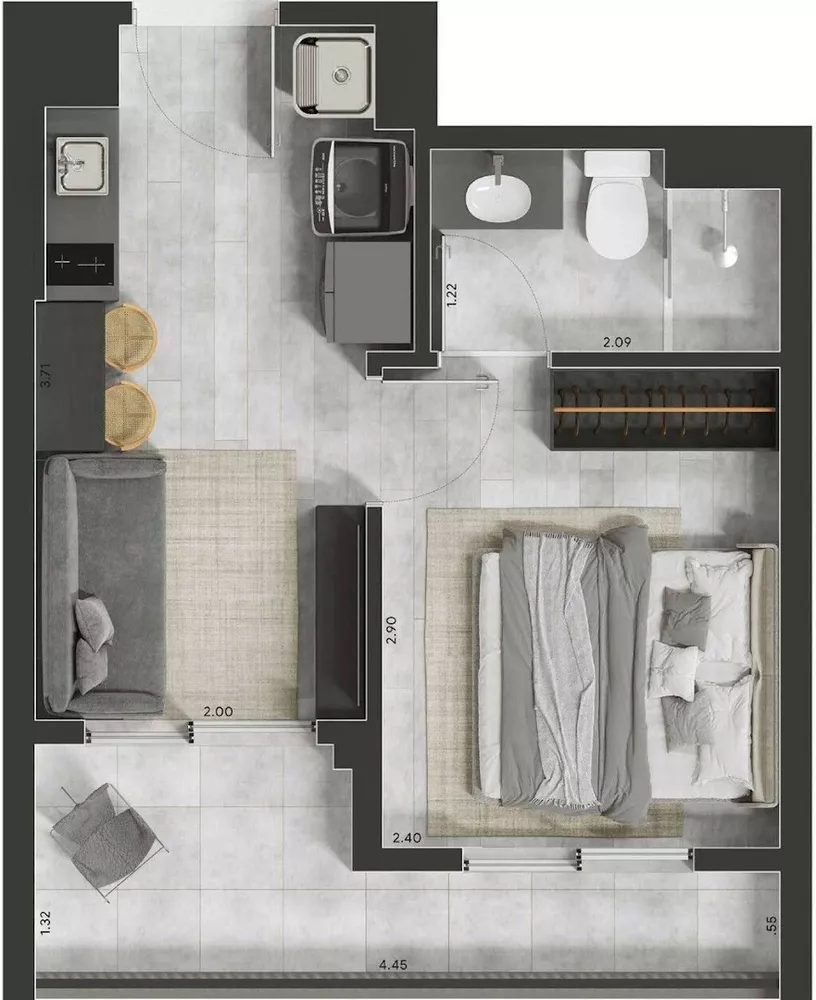 Apartamento, 1 quarto, 24 m² - Foto 2