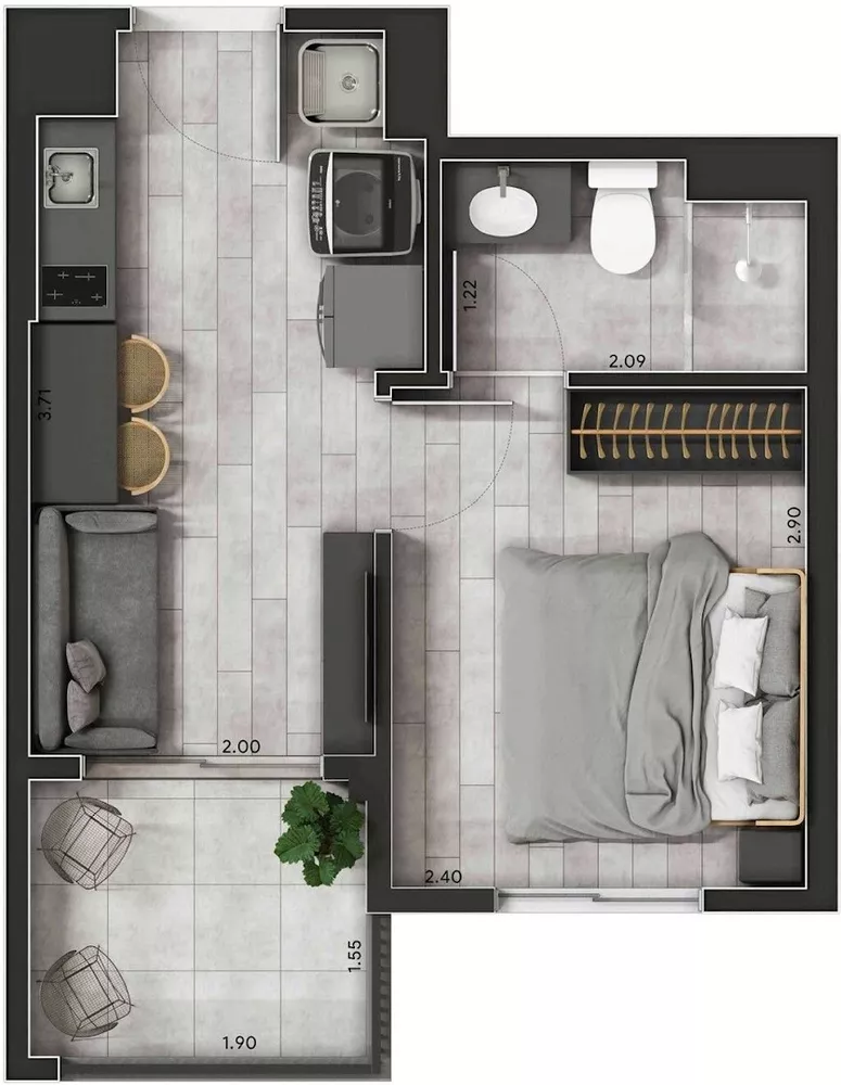 Apartamento, 1 quarto, 24 m² - Foto 3