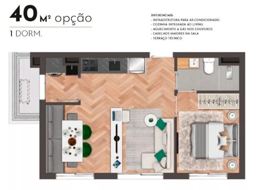 Kitnet-Studio, 28 m² - Foto 2