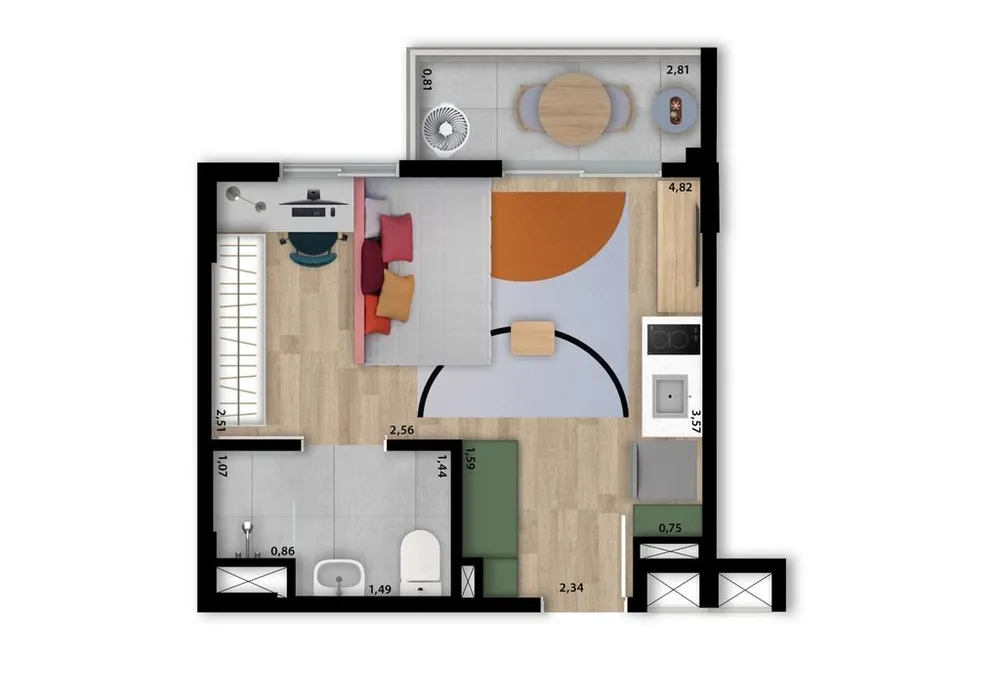 Apartamento, 1 quarto, 47 m² - Foto 7