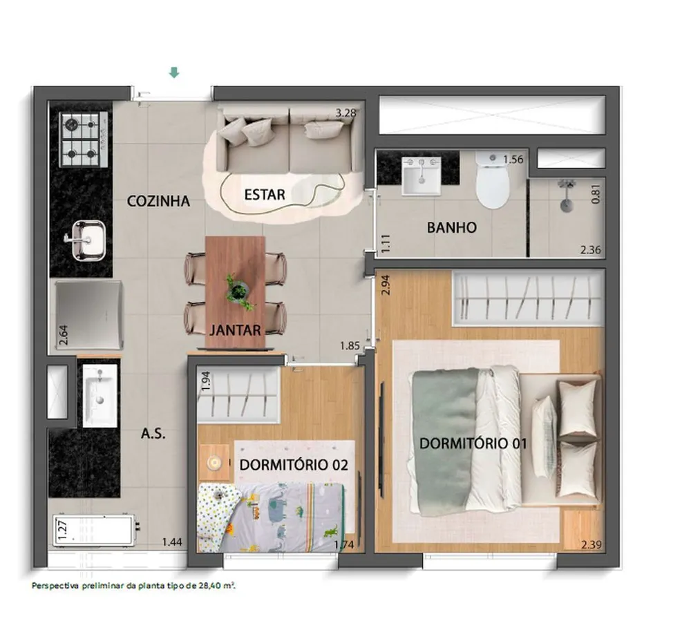 Apartamento, 2 quartos, 35 m² - Foto 8