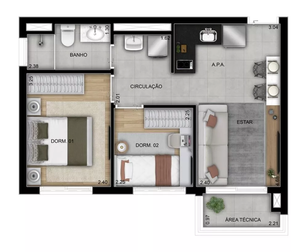 Apartamento, 2 quartos, 40 m² - Foto 3