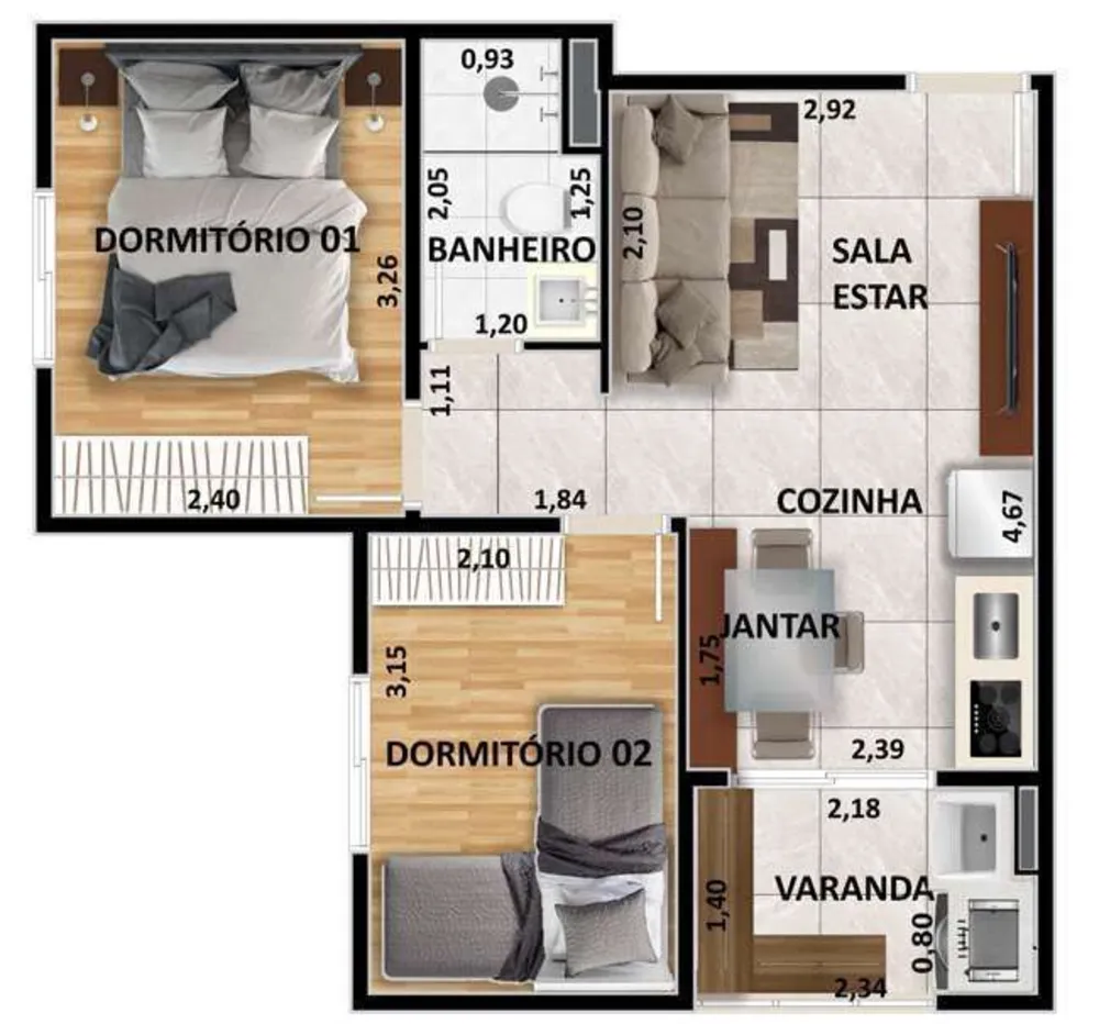 Apartamento, 2 quartos, 61 m² - Foto 11