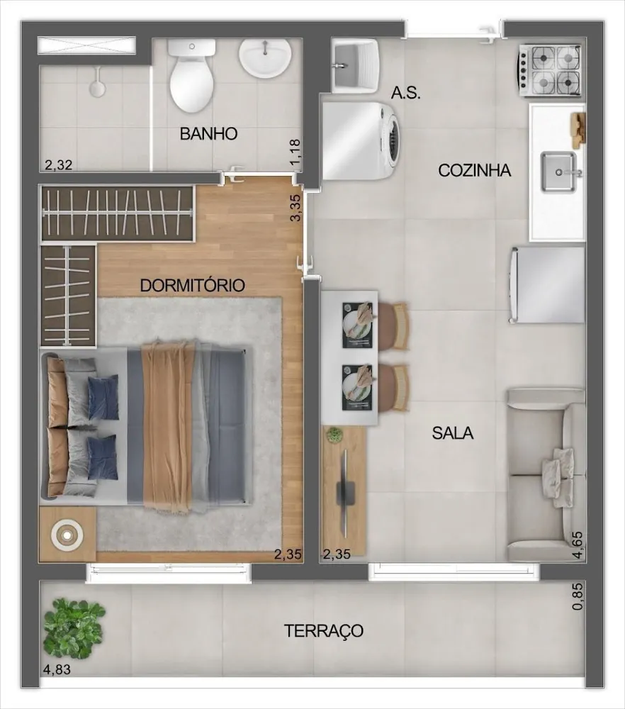 Apartamento, 1 quarto, 27 m² - Foto 3