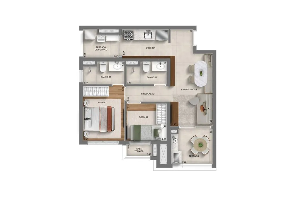 Apartamento, 3 quartos, 66 m² - Foto 4