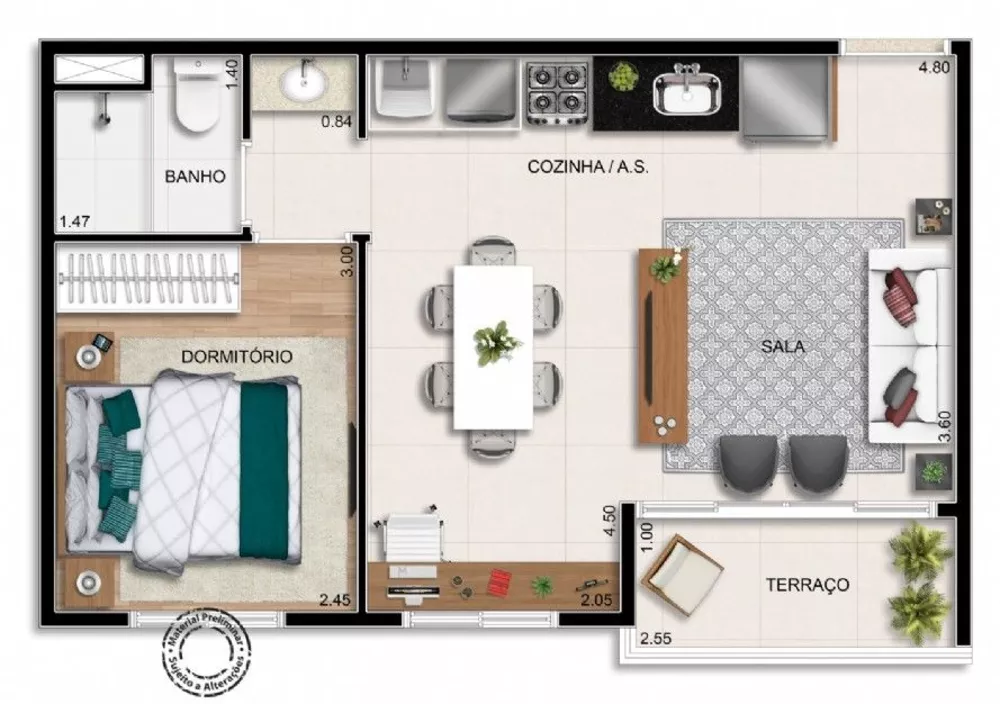 Apartamento, 2 quartos, 37 m² - Foto 6