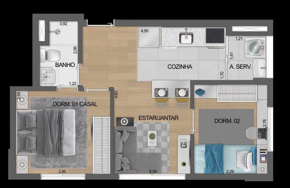 Apartamento, 2 quartos, 38 m² - Foto 6