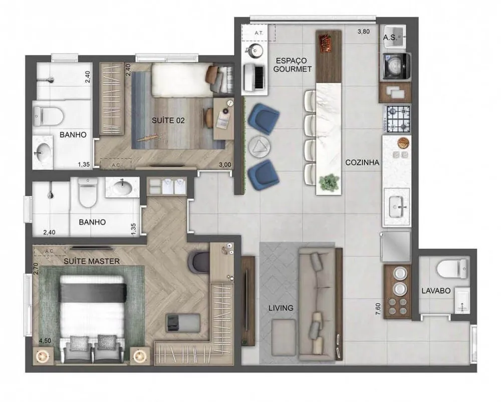 Apartamento, 1 quarto, 45 m² - Foto 7
