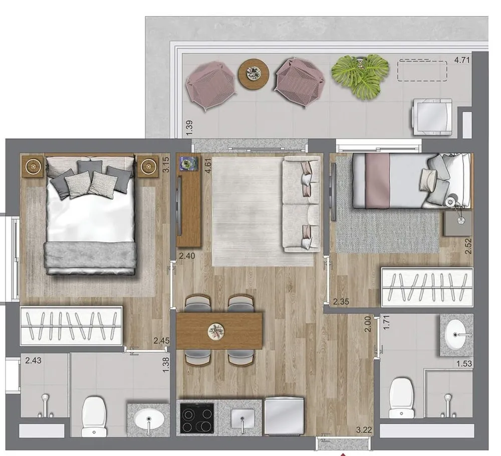 Apartamento, 2 quartos, 40 m² - Foto 10