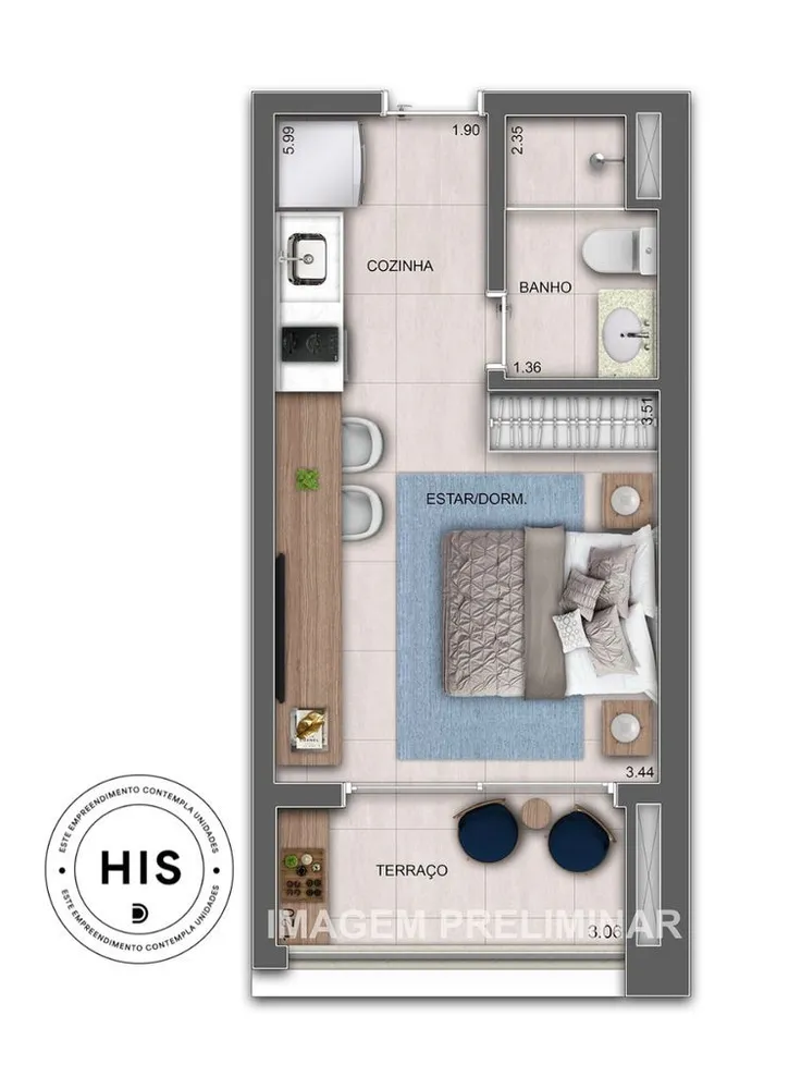 Kitnet-Studio, 27 m² - Foto 12