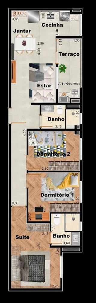 Apartamento, 3 quartos, 60 m² - Foto 12