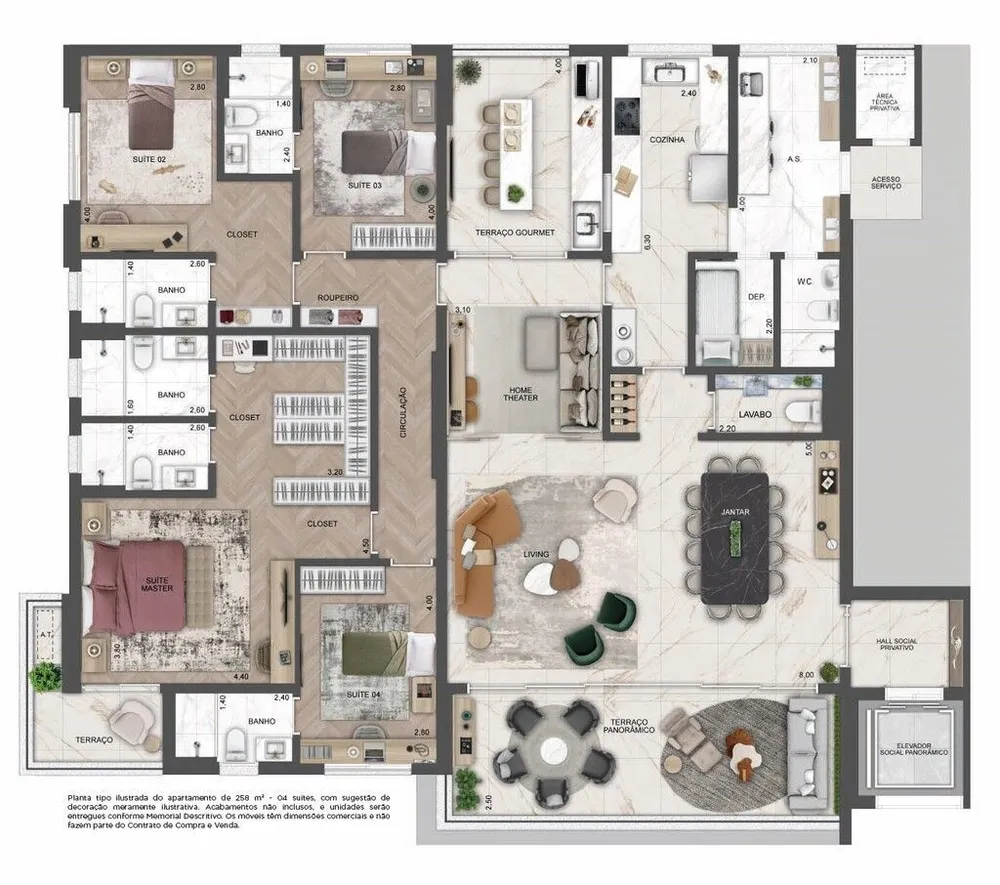 Apartamento, 4 quartos, 258 m² - Foto 6