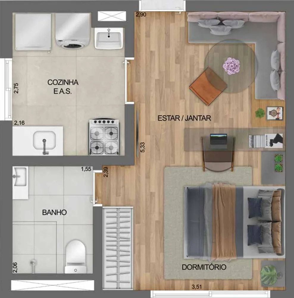 Kitnet-Studio, 27 m² - Foto 3