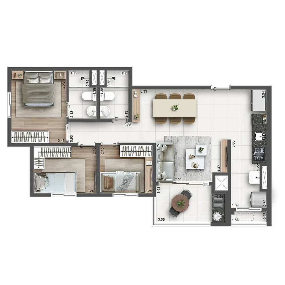 Apartamento, 3 quartos, 65 m² - Foto 9