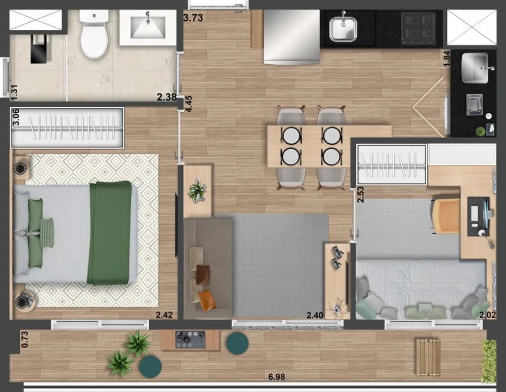Apartamento, 1 quarto, 52 m² - Foto 2