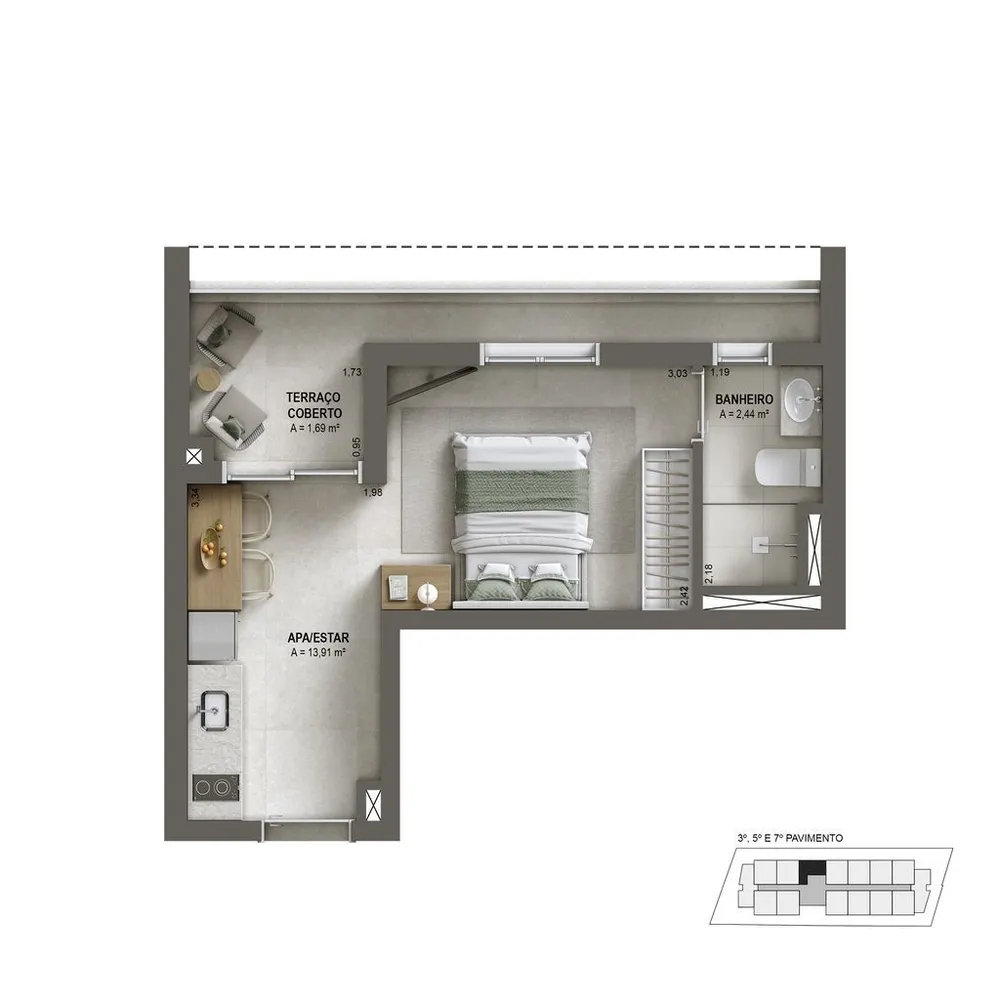 Apartamento, 1 quarto, 46 m² - Foto 8
