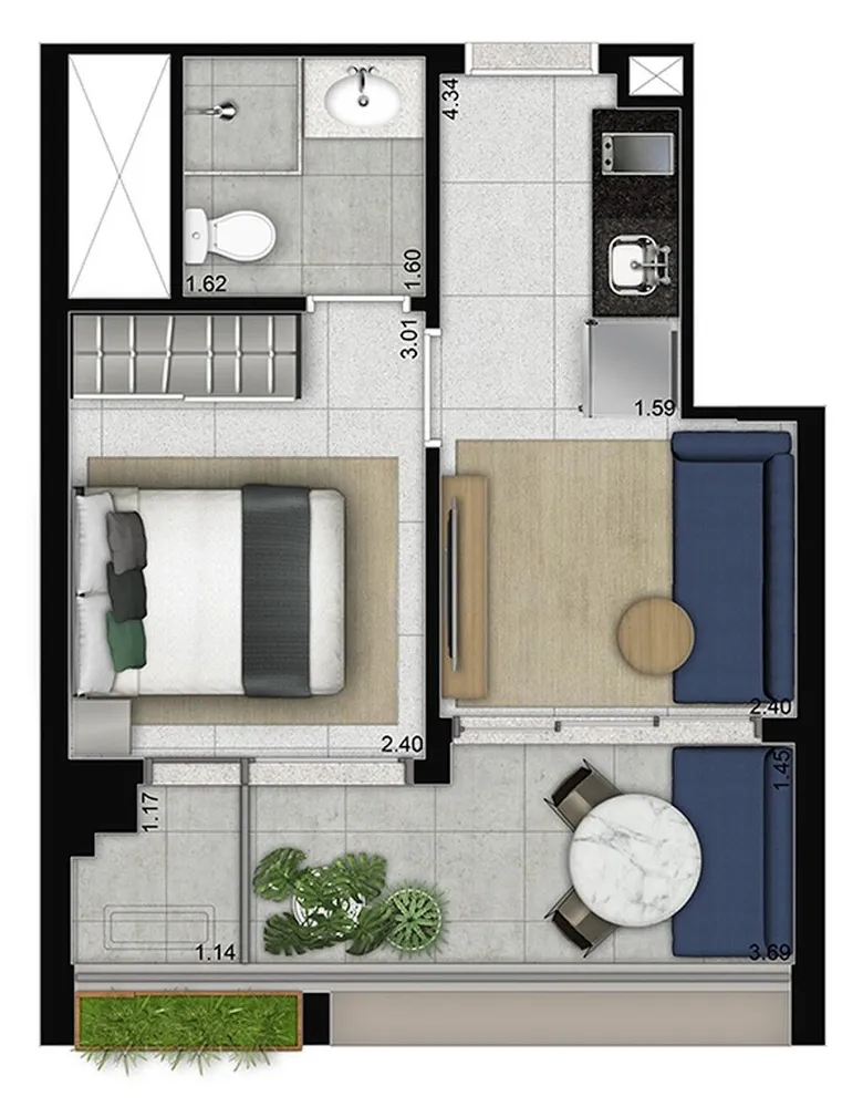 Kitnet-Studio, 23 m² - Foto 1
