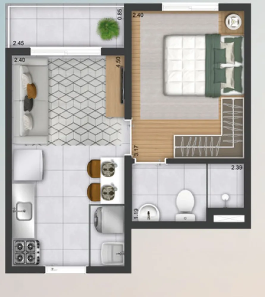 Apartamento, 2 quartos, 34 m² - Foto 1