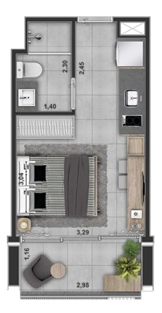 Kitnet-Studio, 25 m² - Foto 2