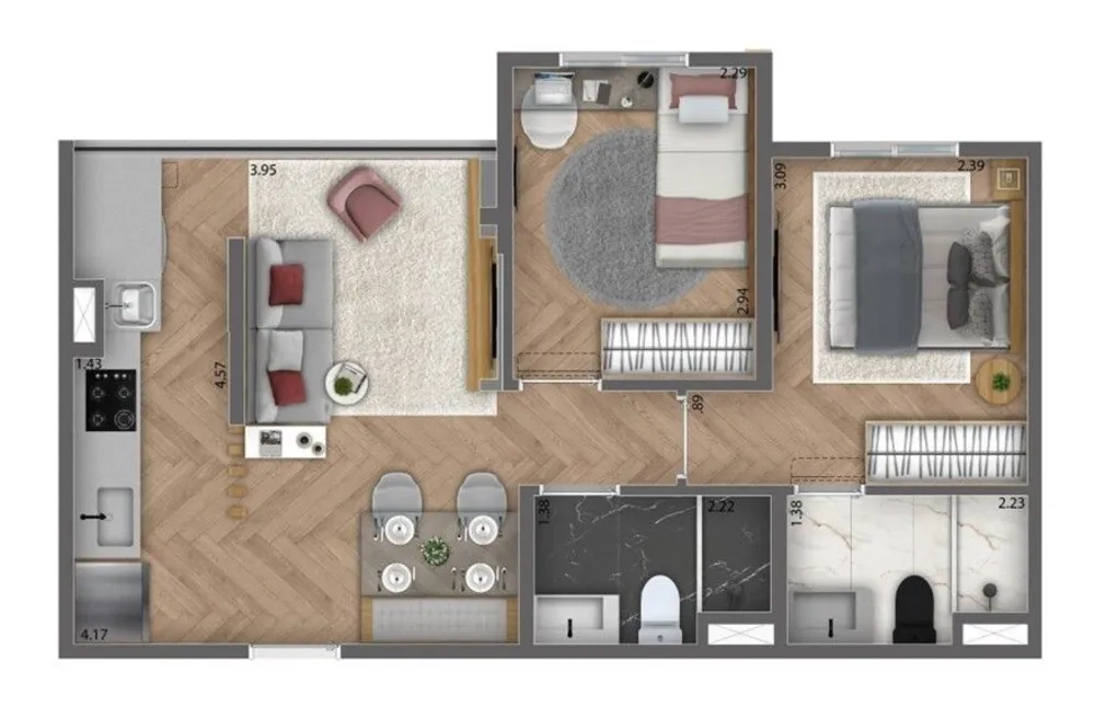 Apartamento, 3 quartos, 57 m² - Foto 4